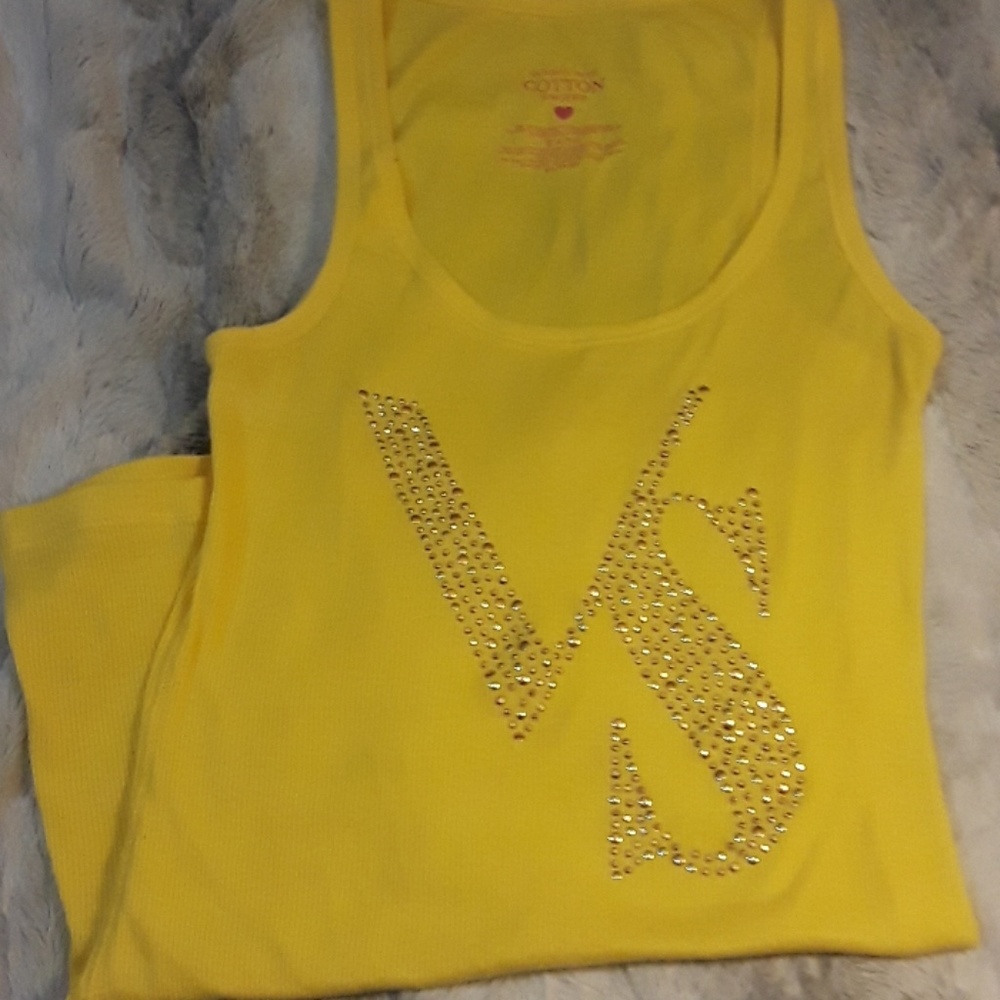 Victoria secret yellow sequined cotton tank